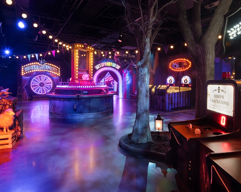Carnival style games appear in this Wednesday themed experience.