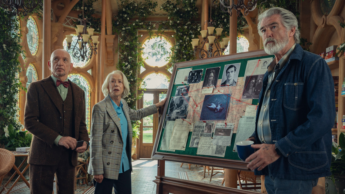 Sir Ben Kingsley, Helen Mirren, Pierce Brosnan in 'The Thursday Murder Club'
