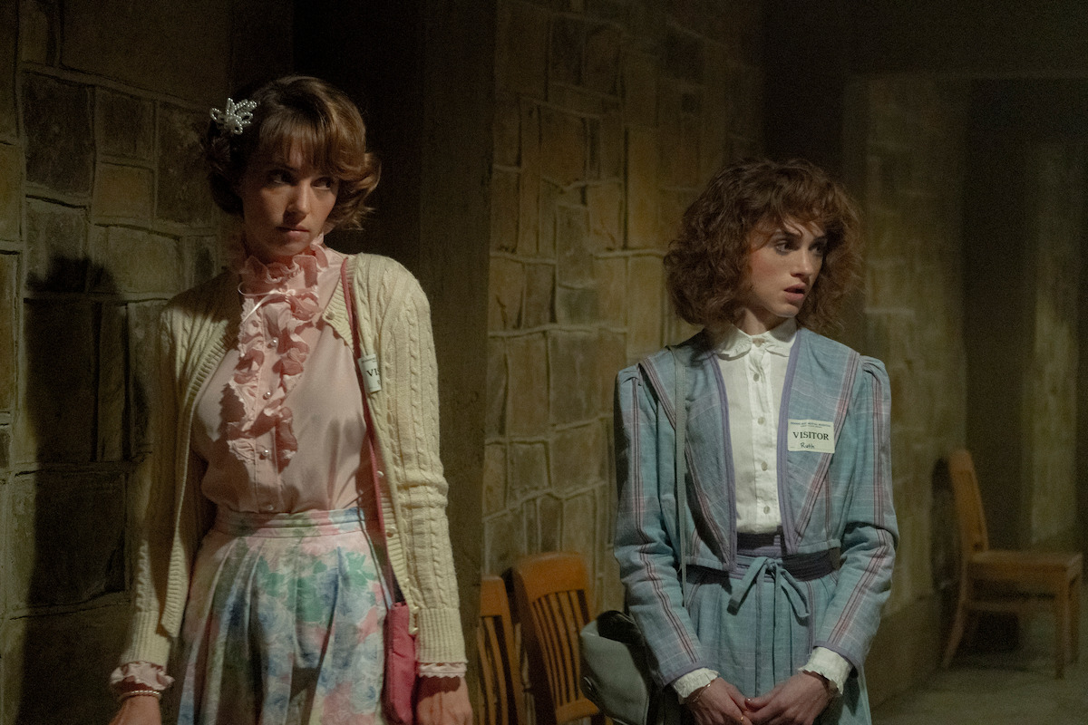 Nancy (Natalia Dyer) and Robin (Maya Hawke) undercover at the asylum - The ‘Stranger Things’ Makeup Team Does It All, from Fake Blood to ’80s Eyeshadow