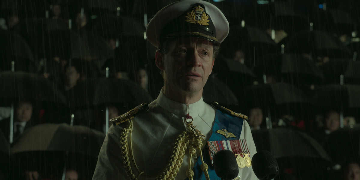 Prince Charles (Dominic West) in uniform.