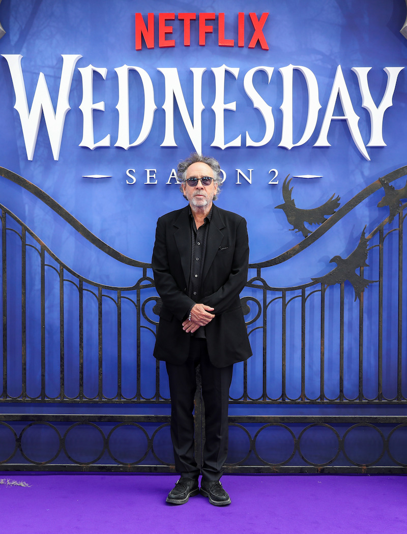 Tim Burton attends the global premiere of 'Wednesday' Season 2, Part 1.