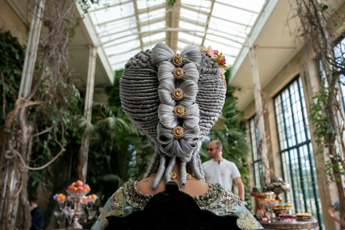 A particularly elaborate ‘Queen Charlotte’ updo