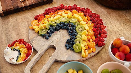 A rainbow fruit platter.