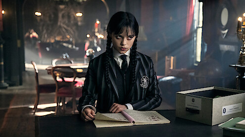 Wednesday Addams in episode 205 of Wednesday. Cr. Helen Sloan/Netflix © 2025