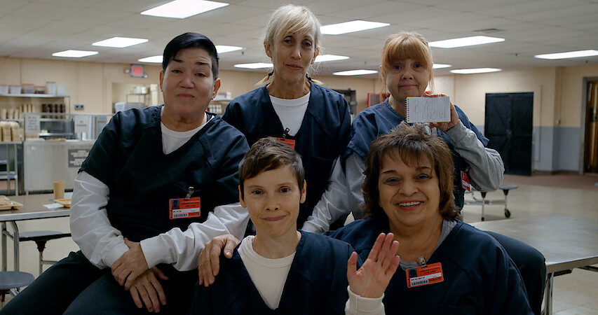 The cast of Orange Is the New Black Season 7 Farewell video.