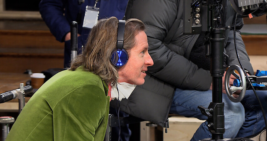 Wes Anderson behind camera on the set of 'Henry Sugar.'