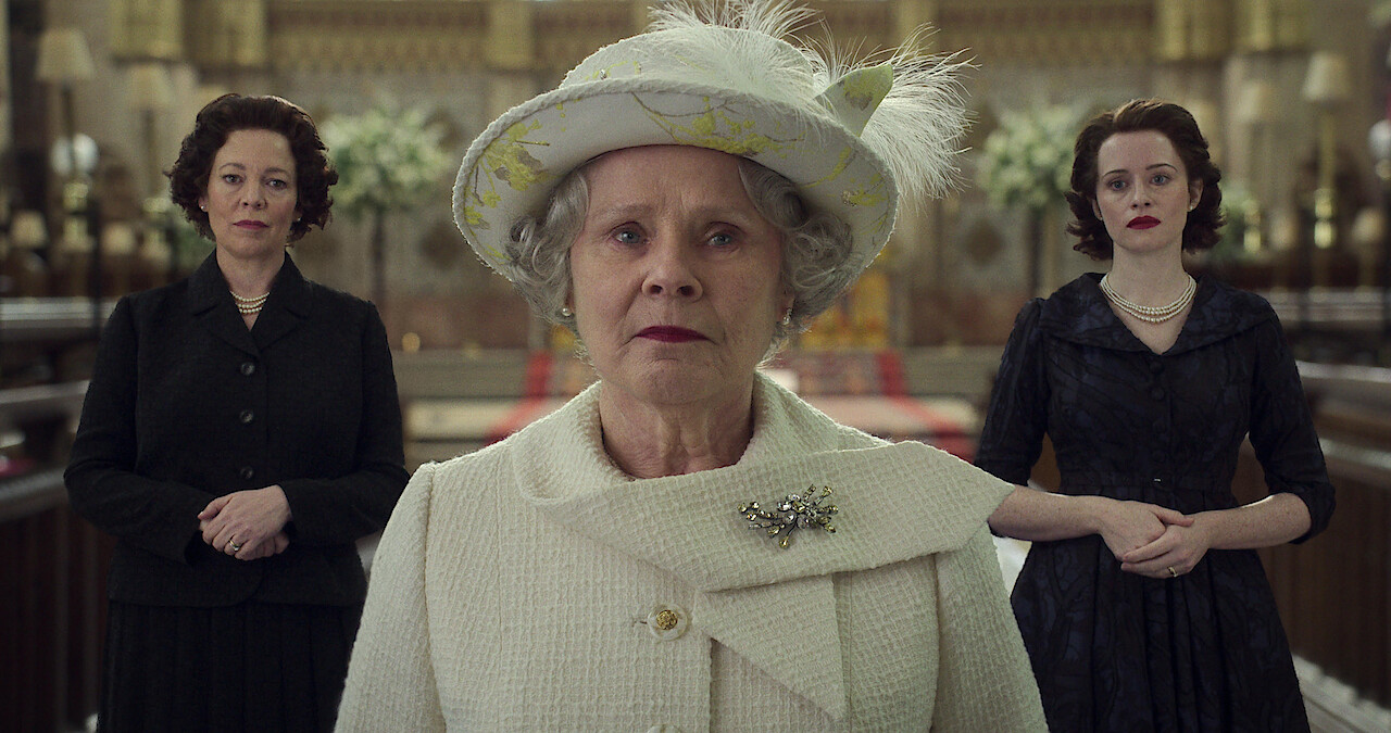 Olivia Colman, Imelda Staunton, and Claire Foy as Queen Elizabeth II in 'The Crown'