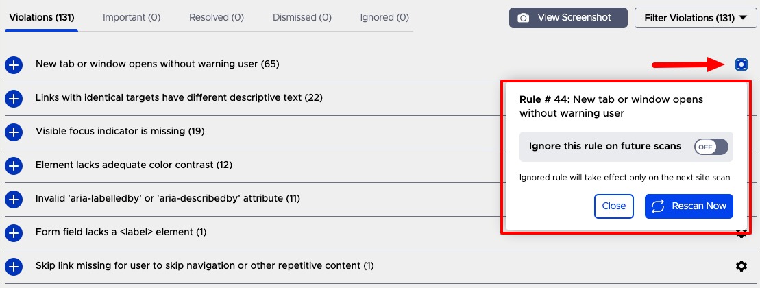 Opt to ignore this rule on future scans.&nbsp;